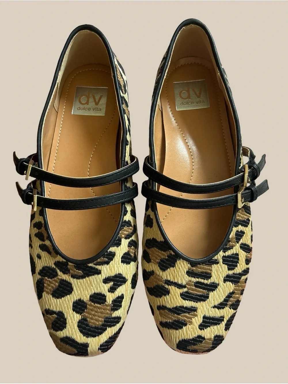DV Dolce Vita Womens Mareesa Leopard Print Double Strap Mary Jane Flats NWOB 8.5